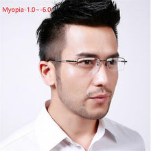 Load image into Gallery viewer, Half Frame Square Myopia Glasses With Degree Ultralight Metal Business Men's Diopter Glasses  -100 -125 -150 -175 -200 To -600