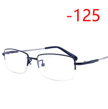Load image into Gallery viewer, Half Frame Square Myopia Glasses With Degree Ultralight Metal Business Men's Diopter Glasses  -100 -125 -150 -175 -200 To -600