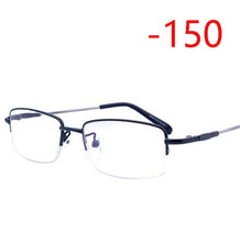 Load image into Gallery viewer, Half Frame Square Myopia Glasses With Degree Ultralight Metal Business Men's Diopter Glasses  -100 -125 -150 -175 -200 To -600