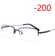 Load image into Gallery viewer, Half Frame Square Myopia Glasses With Degree Ultralight Metal Business Men's Diopter Glasses  -100 -125 -150 -175 -200 To -600