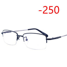 Load image into Gallery viewer, Half Frame Square Myopia Glasses With Degree Ultralight Metal Business Men's Diopter Glasses  -100 -125 -150 -175 -200 To -600