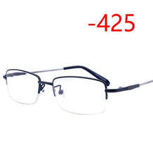 Load image into Gallery viewer, Half Frame Square Myopia Glasses With Degree Ultralight Metal Business Men's Diopter Glasses  -100 -125 -150 -175 -200 To -600