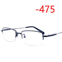 Load image into Gallery viewer, Half Frame Square Myopia Glasses With Degree Ultralight Metal Business Men's Diopter Glasses  -100 -125 -150 -175 -200 To -600