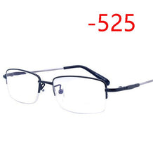 Load image into Gallery viewer, Half Frame Square Myopia Glasses With Degree Ultralight Metal Business Men's Diopter Glasses  -100 -125 -150 -175 -200 To -600