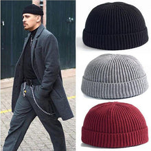 Load image into Gallery viewer, Unisex winter warm Men's knitted skullcap casual cuff brimless Hip Hop hat short melon ribbed ski fisherman docker beanie hats