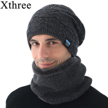 Load image into Gallery viewer, Xthree Men's Beanies Winter Skullies Knitted Hat Scarf  With Lining Wool Male Gorras Bonnet Winter Hats For Men Beanies Hats