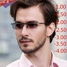 Load image into Gallery viewer, New fashion commercial men's photochromic alloy glasses TR90 frame finished sunglasses myopia glasses