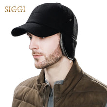 Load image into Gallery viewer, FANCET Men's Baseball Cap Winter Warm Earflap Dad Hats Wool Faux Fur Russia Hats Casquette Gorro Fitted Earmuff Protection 67134