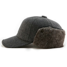 Load image into Gallery viewer, FANCET Men's Baseball Cap Winter Warm Earflap Dad Hats Wool Faux Fur Russia Hats Casquette Gorro Fitted Earmuff Protection 67134