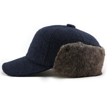 Load image into Gallery viewer, FANCET Men's Baseball Cap Winter Warm Earflap Dad Hats Wool Faux Fur Russia Hats Casquette Gorro Fitted Earmuff Protection 67134