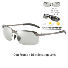 Load image into Gallery viewer, Psacss Square Sunglasses Men Photochromic Brand Designer Driving Fishing Sun Glasses Men's High Quality Metal Frame Mirror UV400