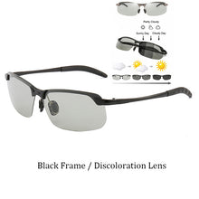 Load image into Gallery viewer, Psacss Square Sunglasses Men Photochromic Brand Designer Driving Fishing Sun Glasses Men's High Quality Metal Frame Mirror UV400